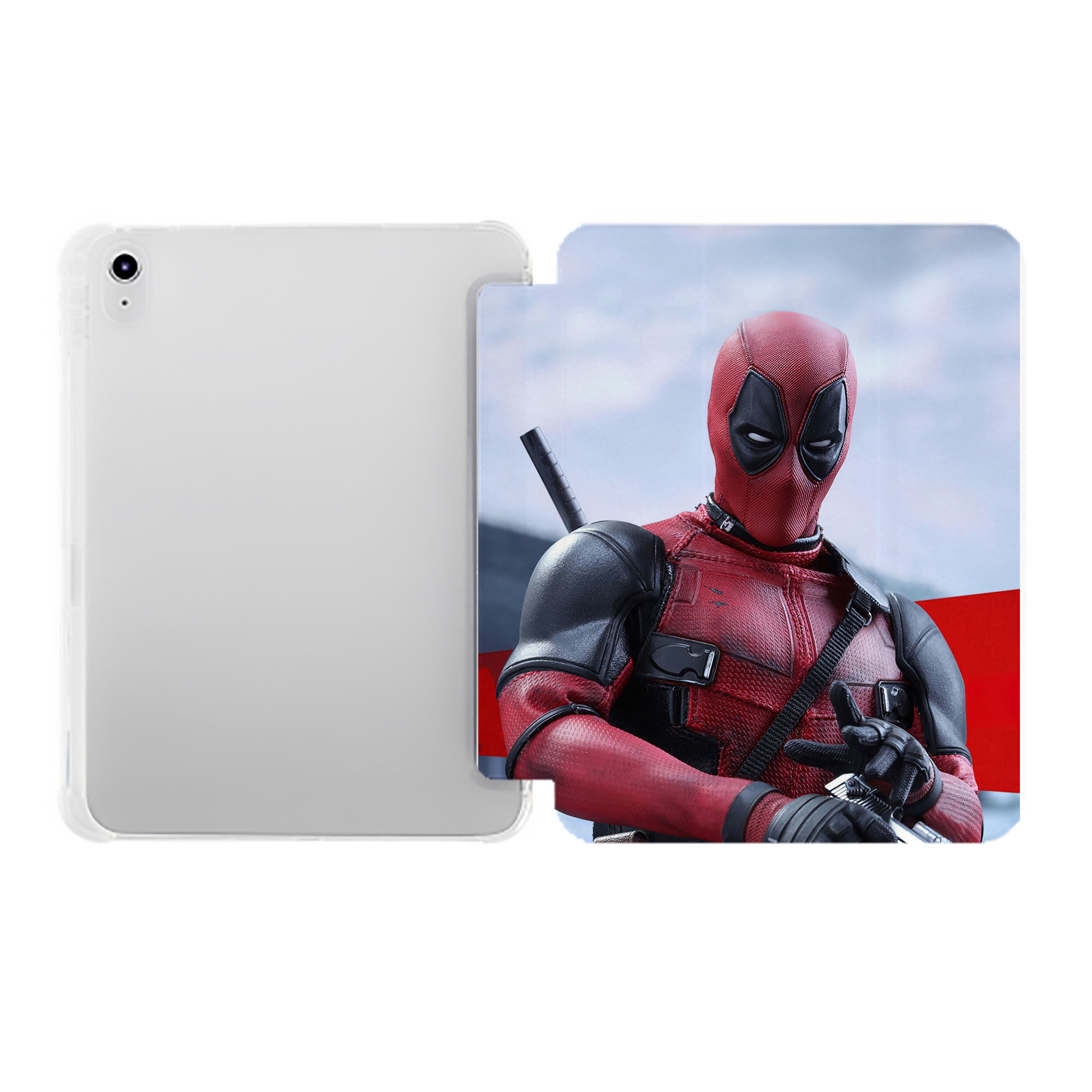 （画像用） Deadpool デッドプール IPad ケース ペン収納付き 三つ折りスタンド PUレザー×シリコン 対応機種9.5/10.5/10.9インチ